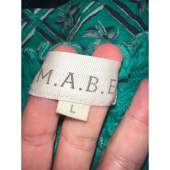 M.A.B.E. UK $146 STEVIE BLOCK PRINT RUFFLE BOHO HIPPIE TOP MADE IN INDIA  L - Picture 4 of 7